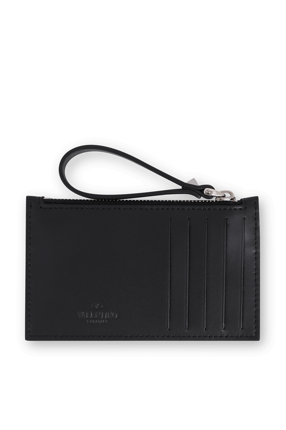 תמונה אחורית של VLTN Leather Wallet in Black