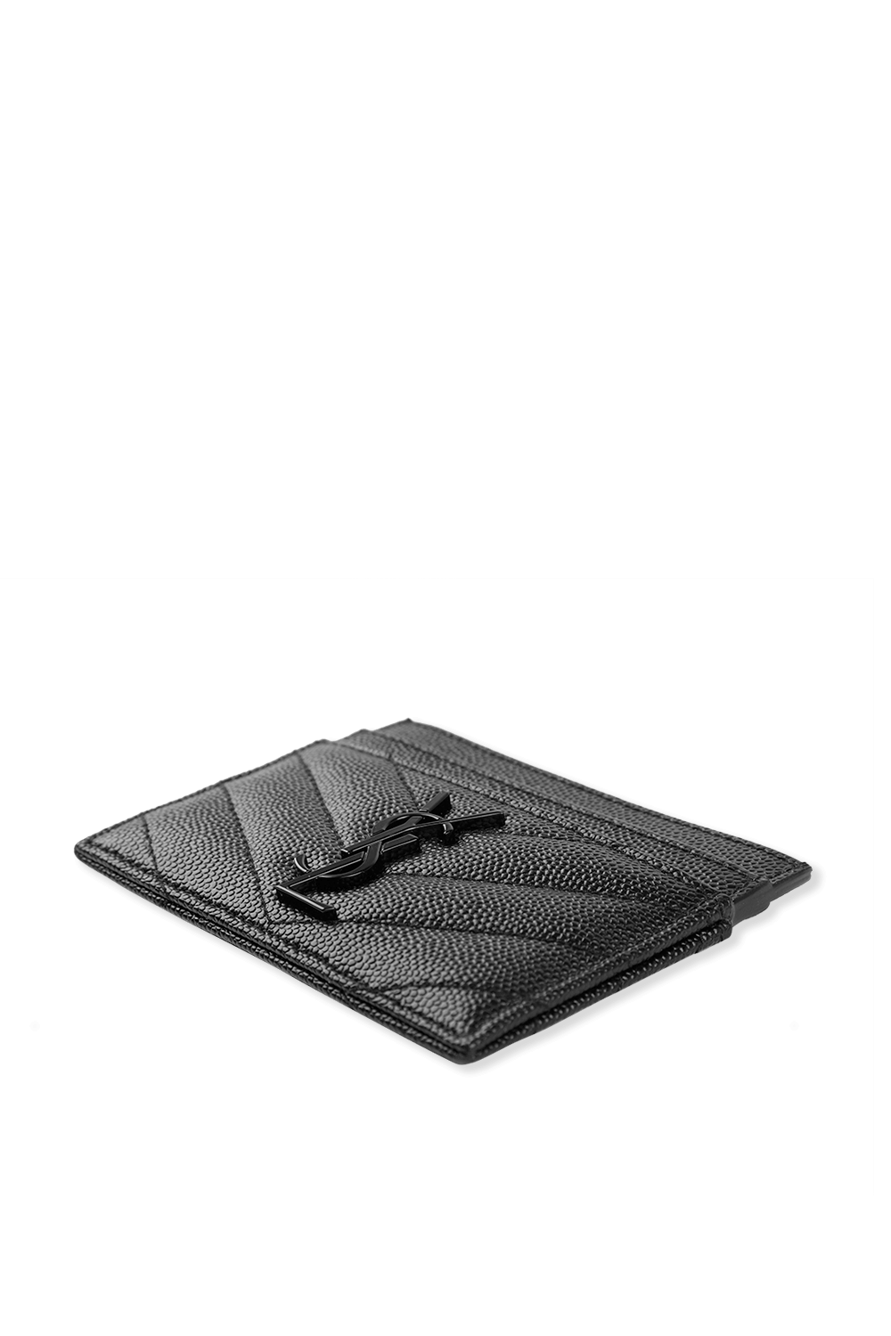 תמונת תקריב של ארנק כרטיסים מונוגרמה מעור שחור