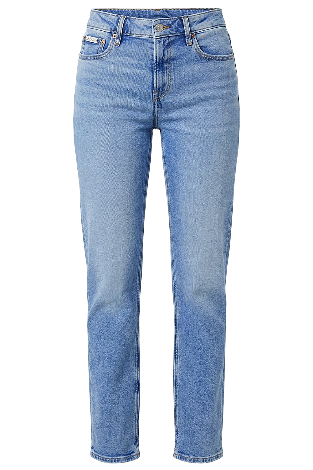 תמונה קידמית של מכנסי ג'ינס בגזרה גבוהה וישרה