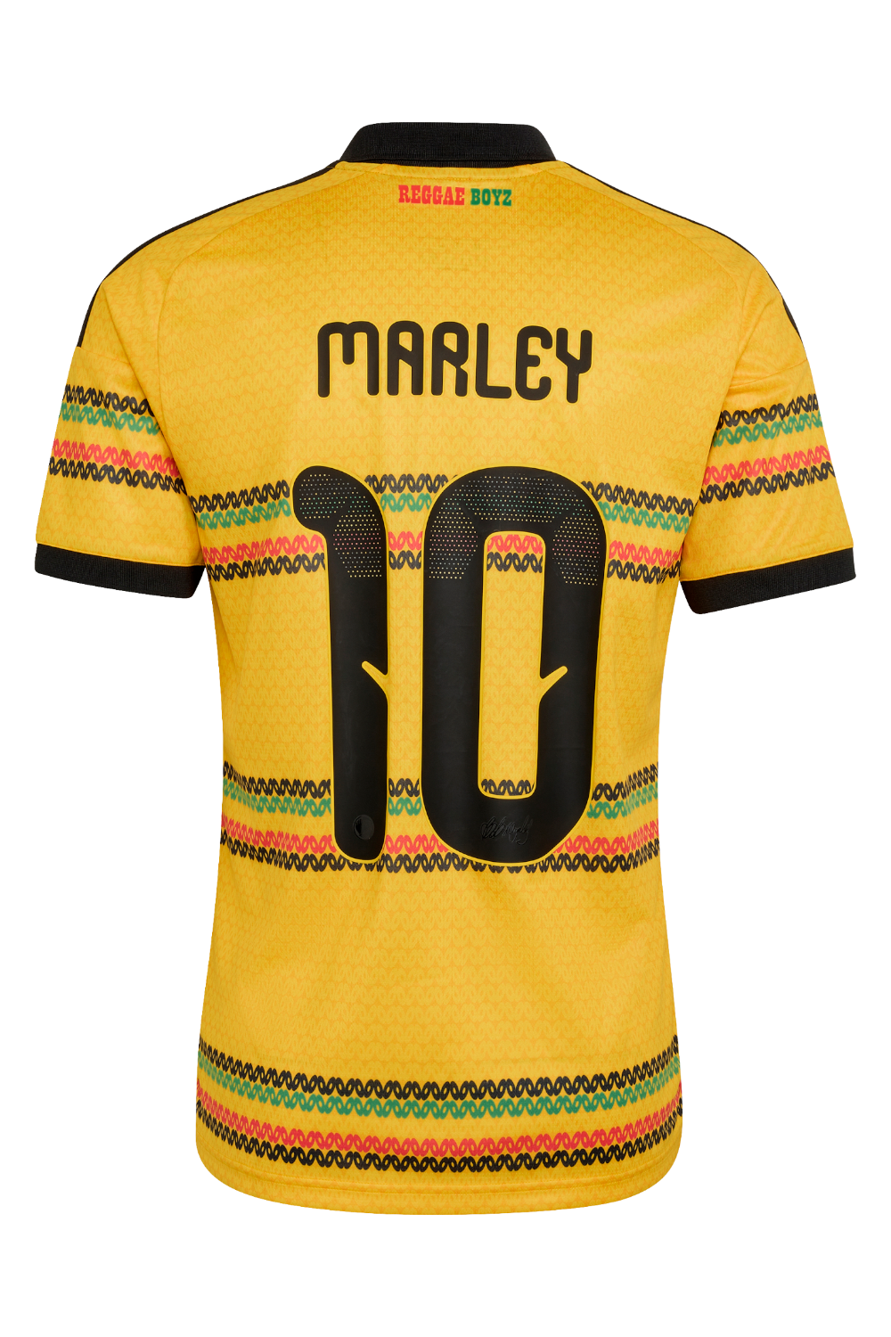 תמונה אחורית של חולצת פולו כדורגל בוב מארלי X אדידס