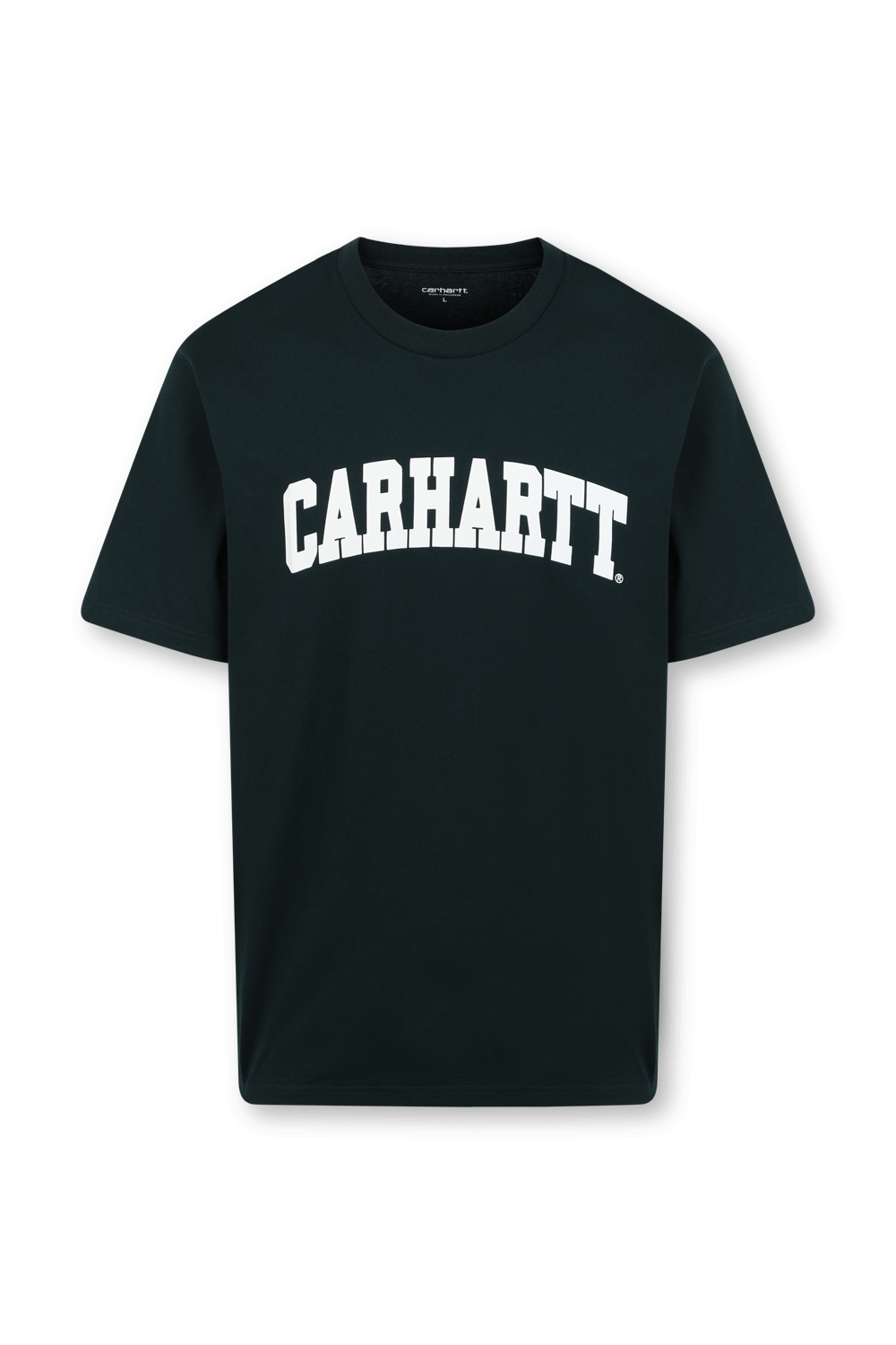 תמונה קידמית של חולצת טי עם לוגו בצבע ירוק כהה