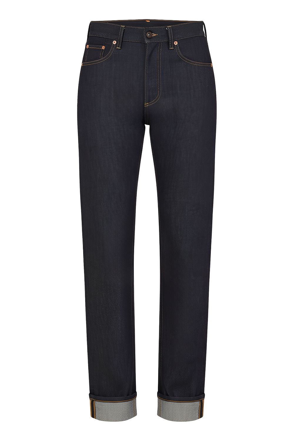 תמונה קידמית של מכנסי ג'ינס בגזרה ישרה