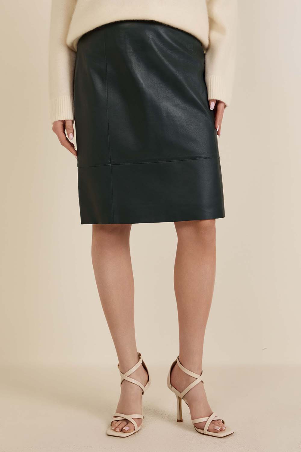 תמונת דוגמן קידמית של חצאית עור