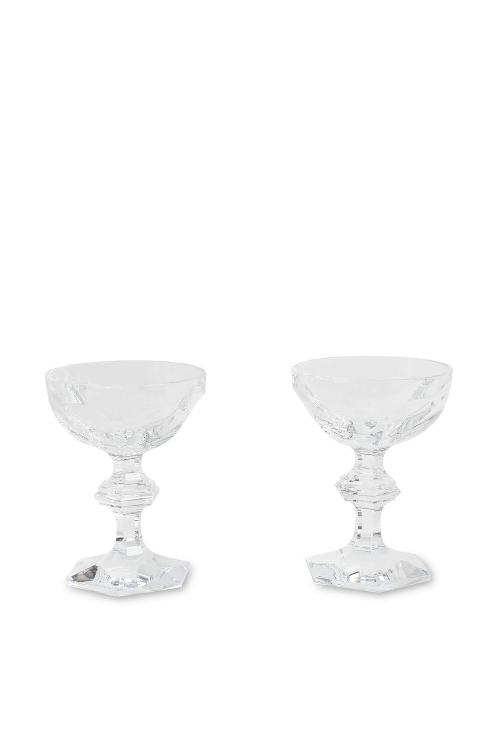 תמונה קידמית של סט שתי כוסות קוקטייל מקריסטל שקוף