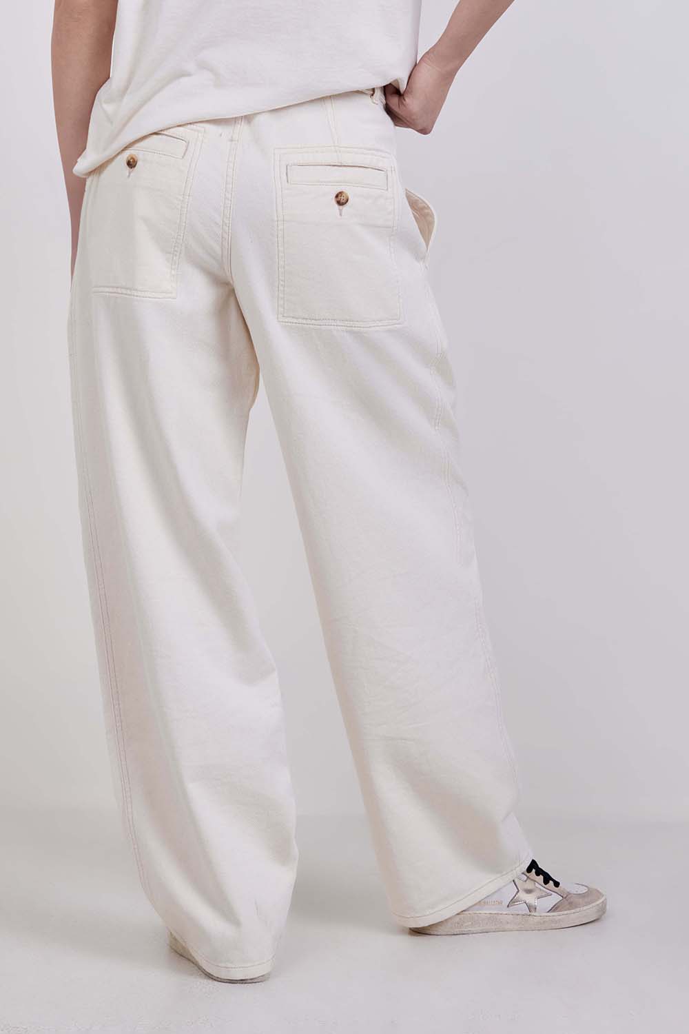 תמונת דוגמן אחורית של מכנסי ג׳ינס רחבים