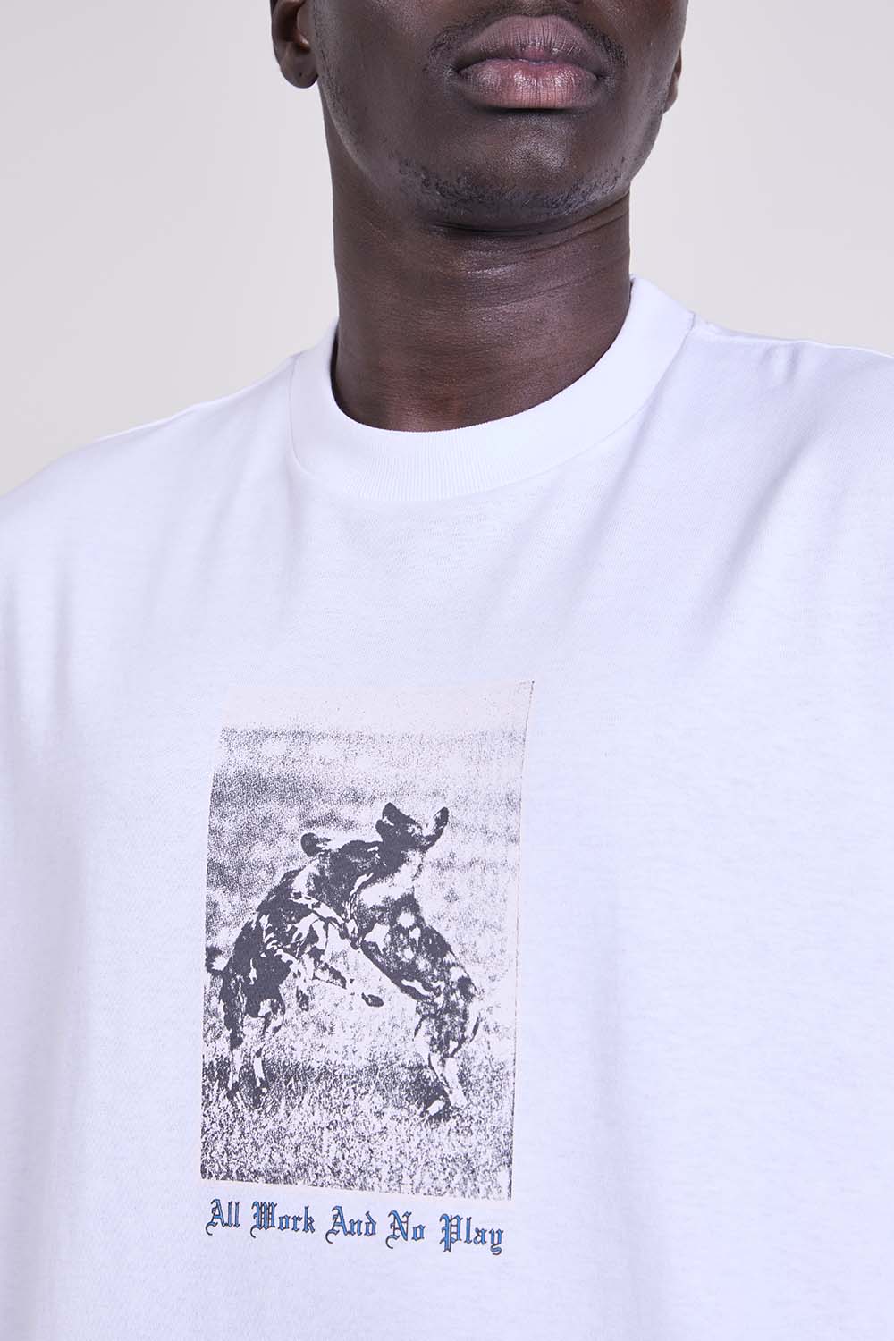 תמונת תקריב דוגמן של חולצת טי בגזרה משוחררת