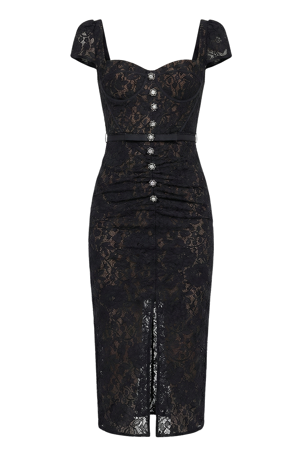 תמונה קידמית של שמלת מידי צמודה