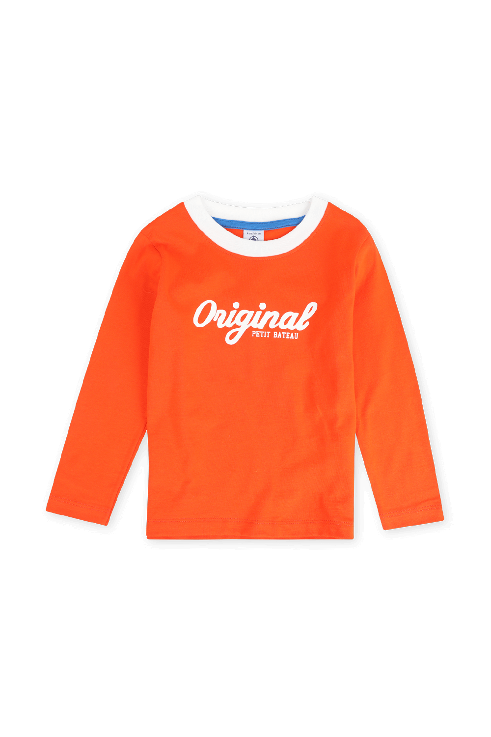 תמונה קידמית של גילאי 2-5 חולצה ארוכה כתומה עם הדפס קליגרפי