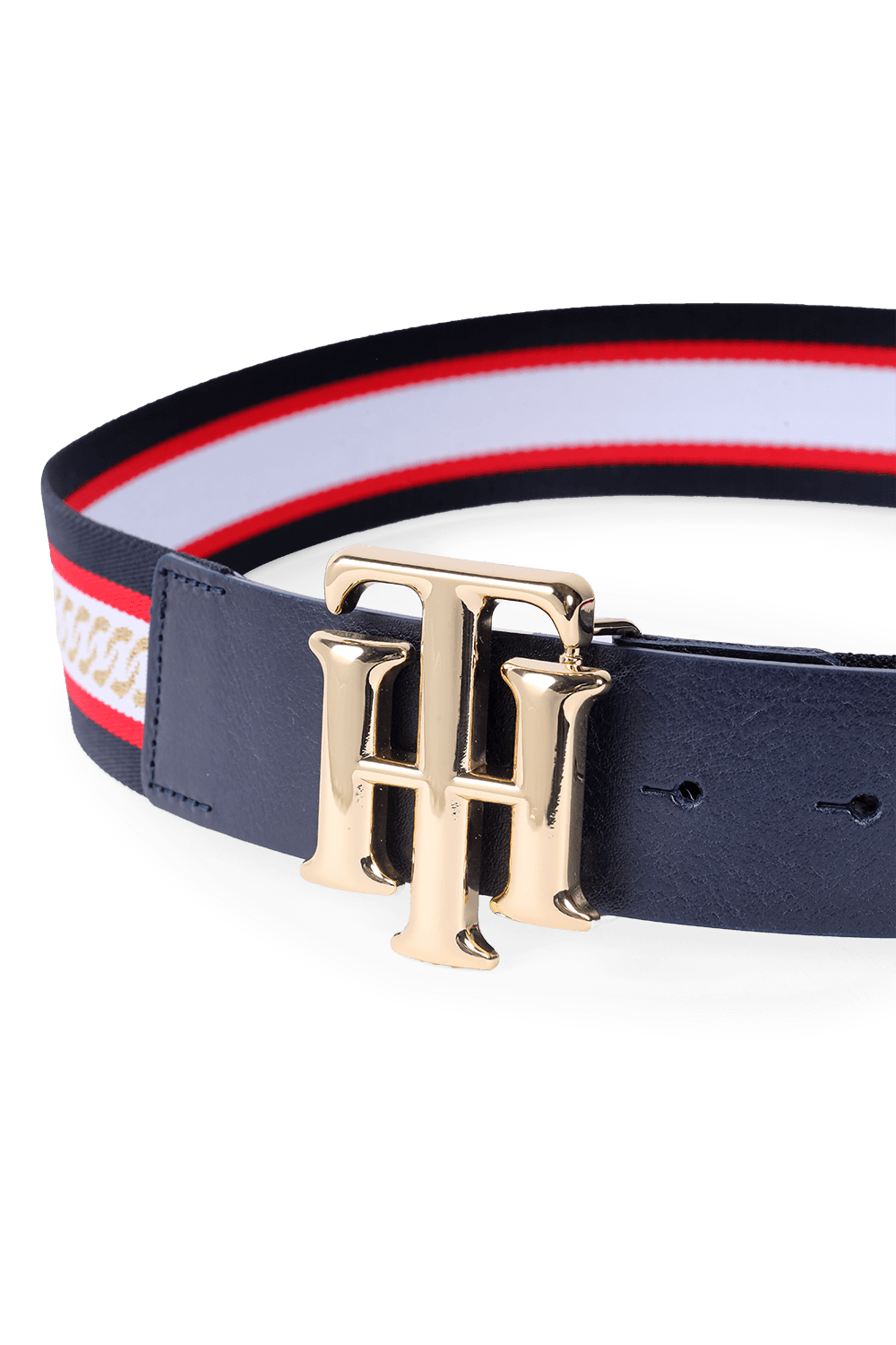 Metallic Monogram Webbing Belt image number null TOMMY HILFIGER