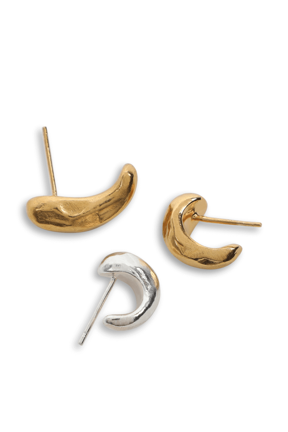 תמונה אחורית של שלישיית עגילי טיפות גשם בציפוי זהב 24 קראט וכסף סטרלינג ממוחזר