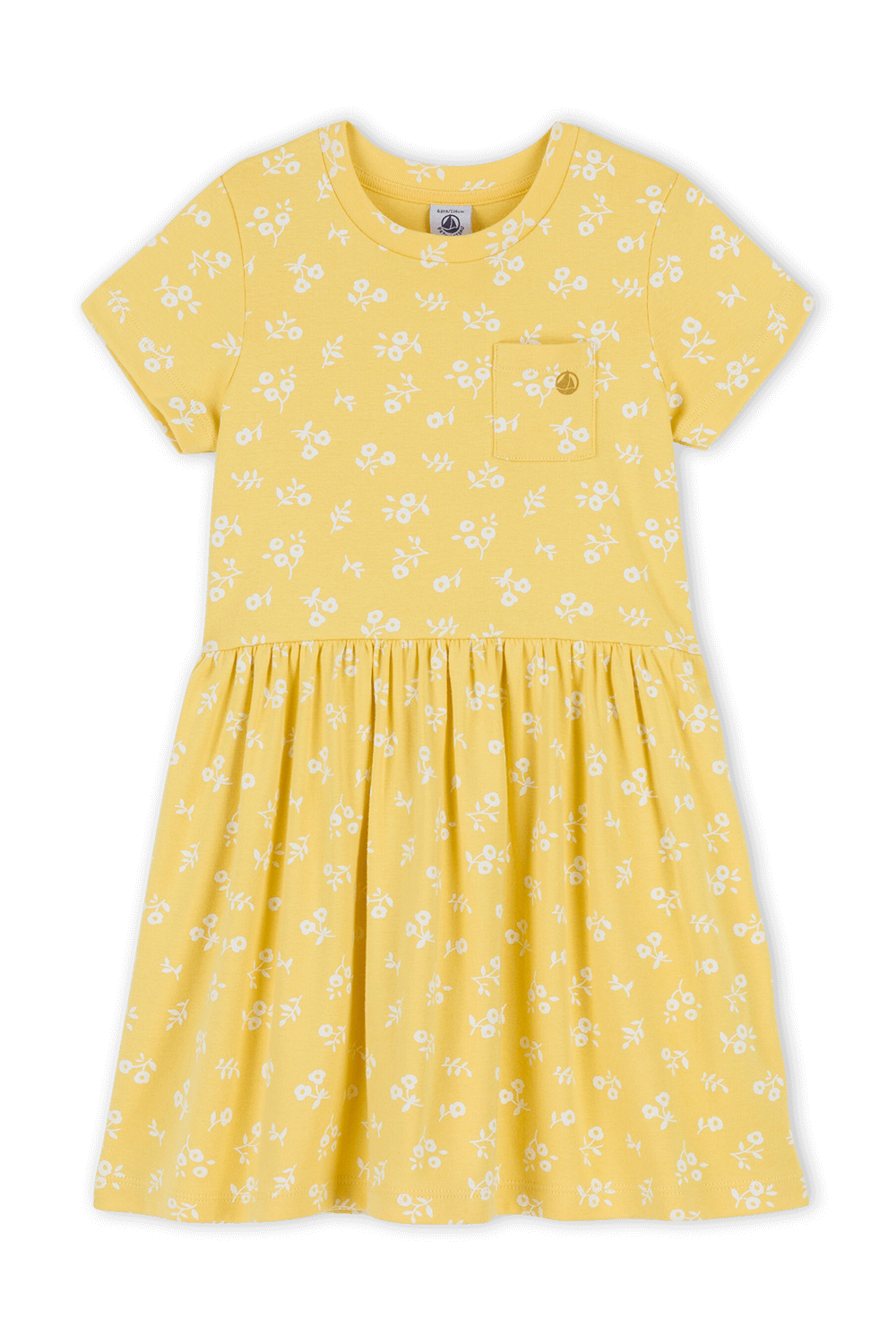 תמונה קידמית של גילאי 6-12 שמלה פרחונית צהובה