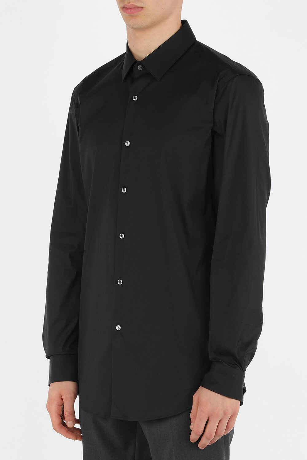 חולצה מכופתרת שחורה עם שרוולים ארוכים BOSS