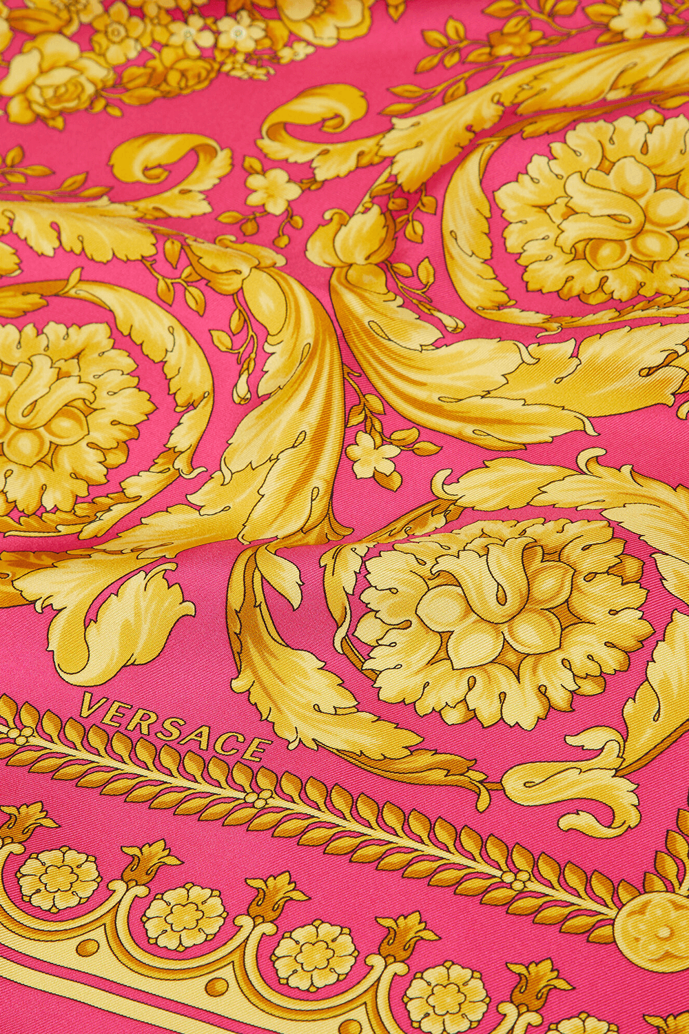 תמונת פנים של Baroque Silk Scarf in Pink and Gold