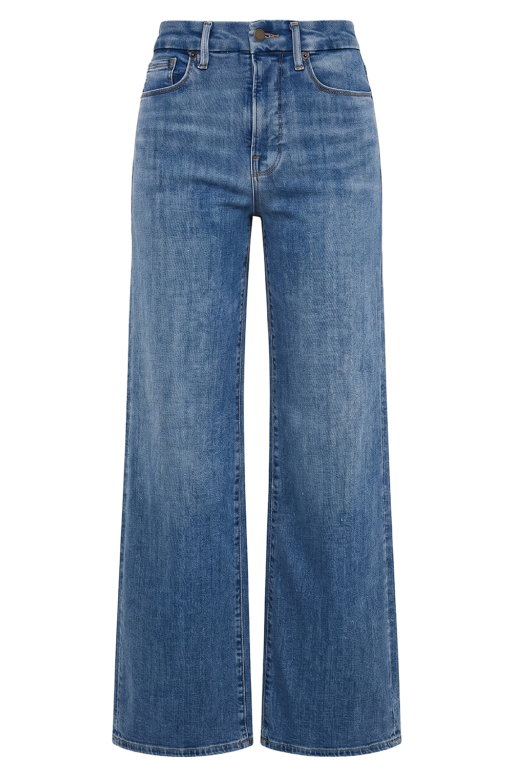 תמונה קידמית של מכנסי ג'ינס בגזרה גבוהה