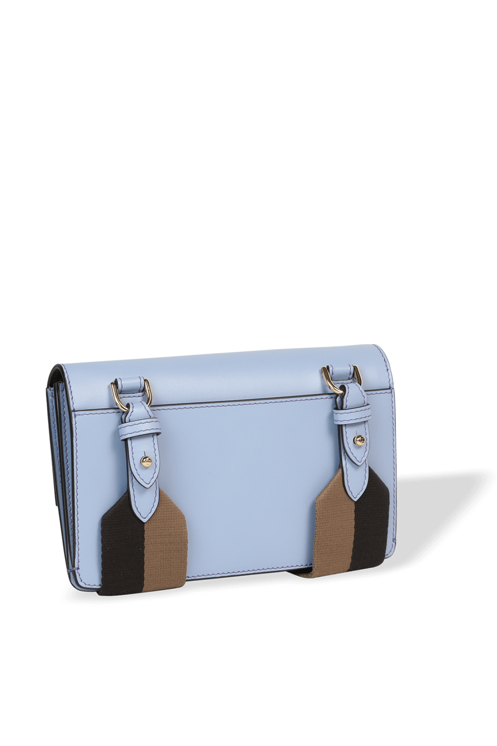 תמונה אחורית של Flat Baguette Bag in Blue Leather