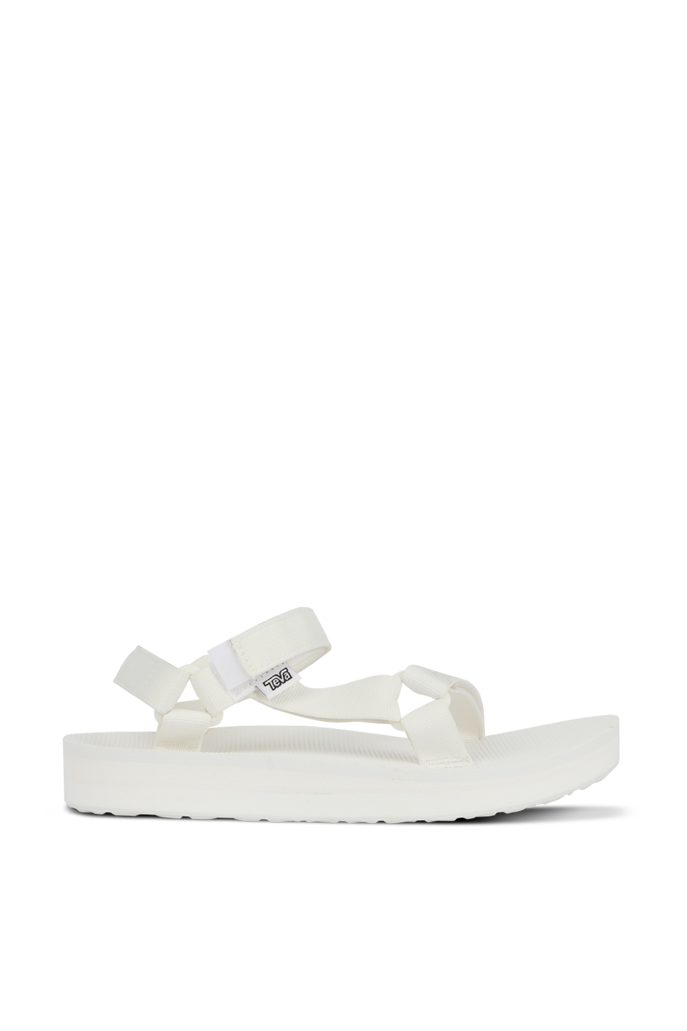 תמונה קידמית של סנדלי מידפורם פלטפורמה לבנים