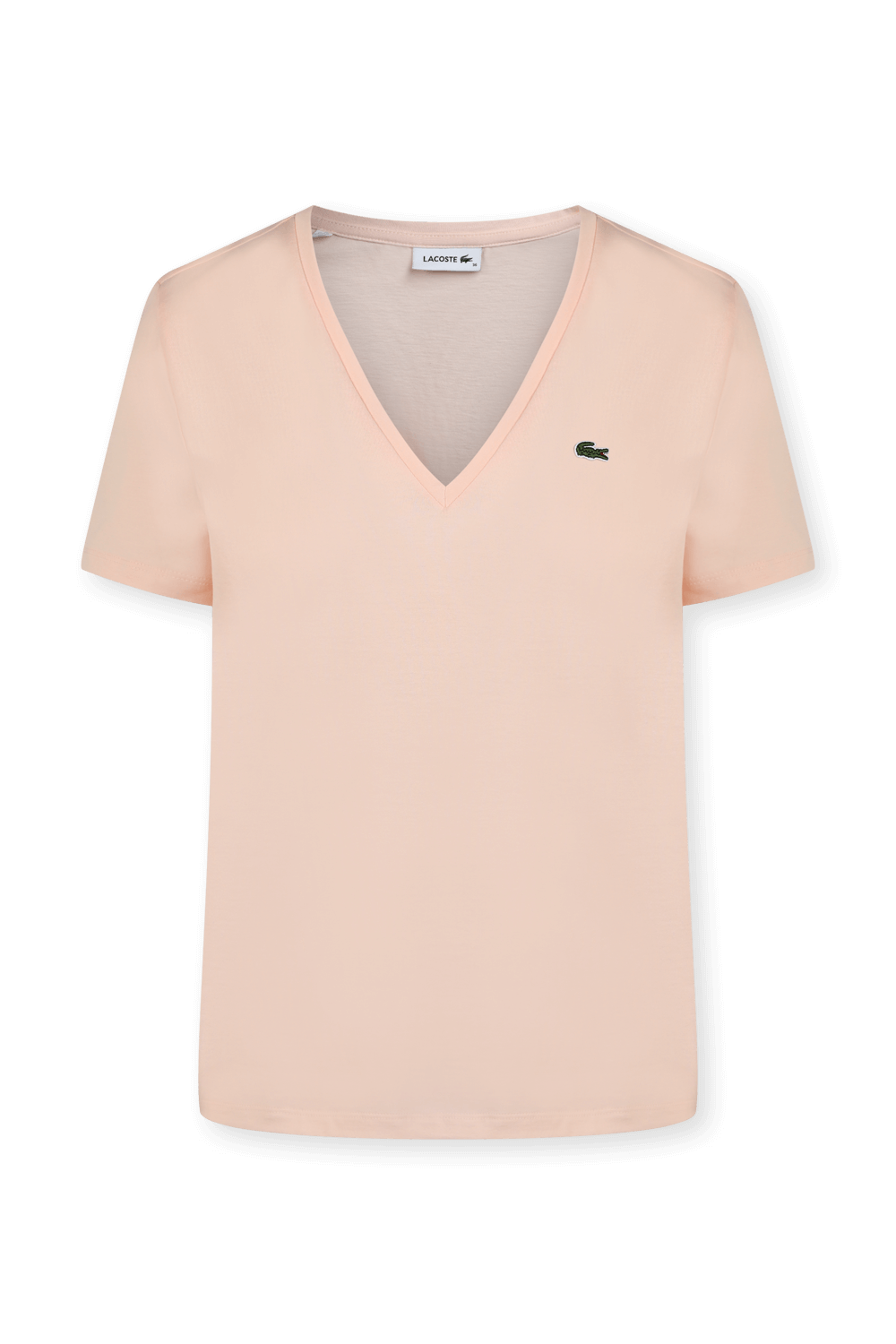 תמונה קידמית של חולצת טי עם צווארון וי עם לוגו רקום