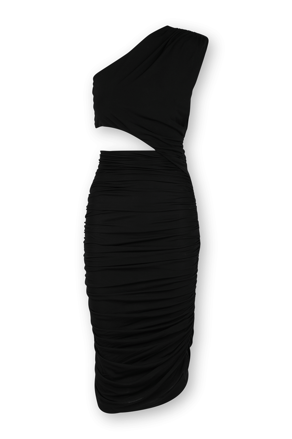 תמונה קידמית של Asymetrical Midi Dress in Black