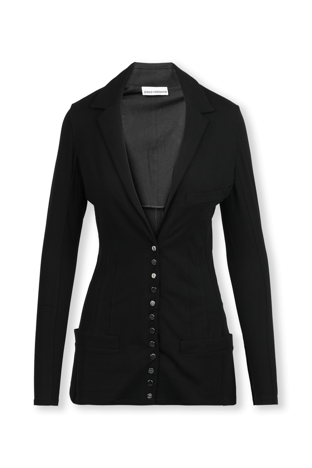 תמונה קידמית של V Neck Buttons Long Shirt in Black