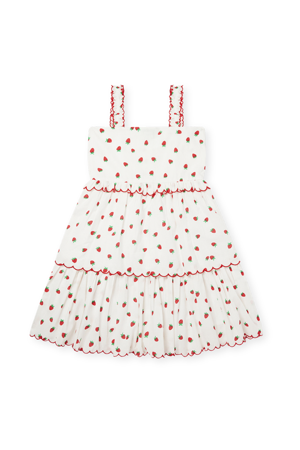 גילאי 2-14 שמלת שכבות לבנה עם הדפס תותים STELLA McCARTNEY KIDS