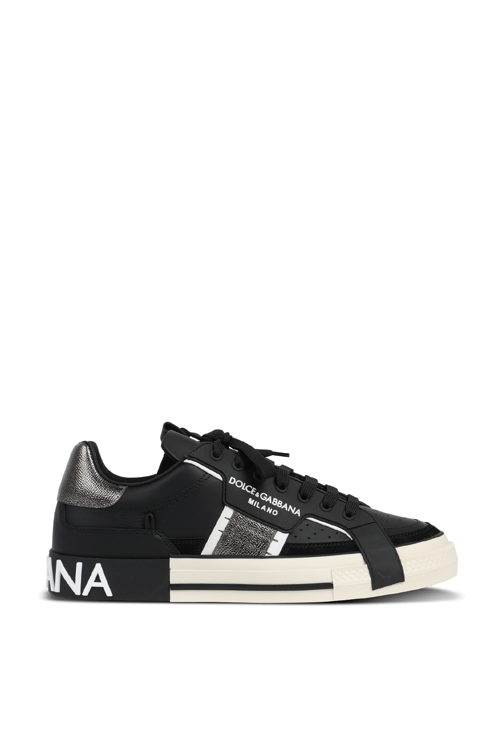 NS1 Low Top Sneakers in Black and Silver DOLCE & GABBANA