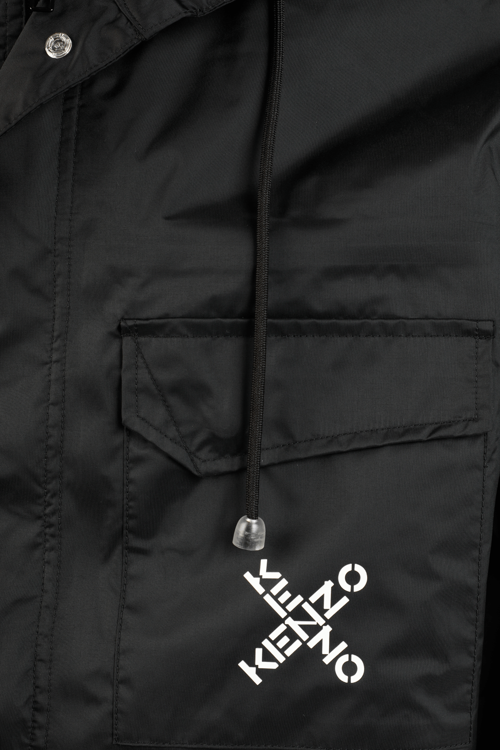 מעיל רוח שחור עם לוגו KENZO