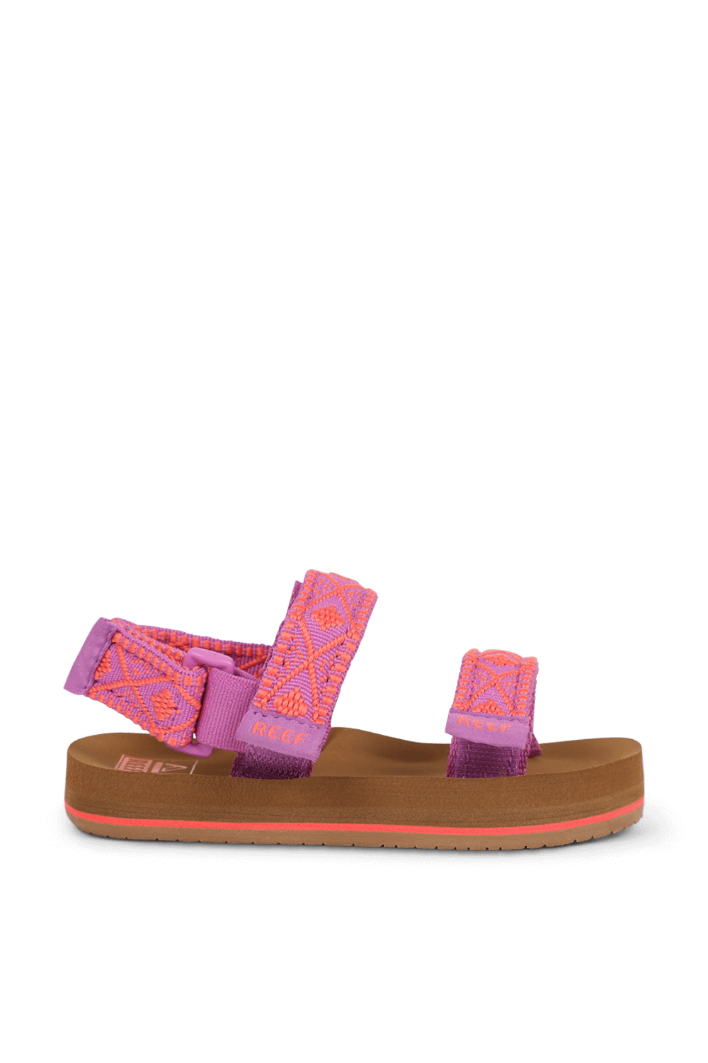 תמונה קידמית של מידות 19-31 סנדלים ורודים עם עיטורי רקמה