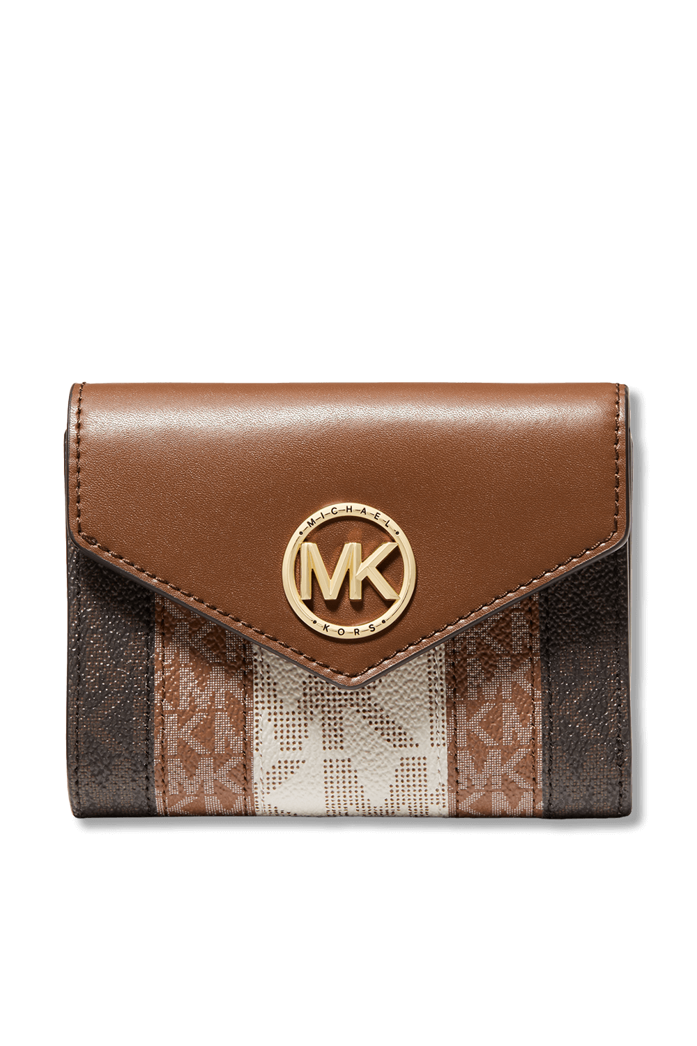 תמונה קידמית של Carmen Medium Color Block Logo and Leather Tri-Fold Envelope Wallet