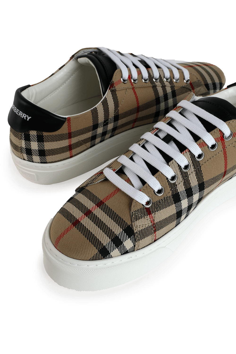 Vintage Check and Leather Sneakers BURBERRY