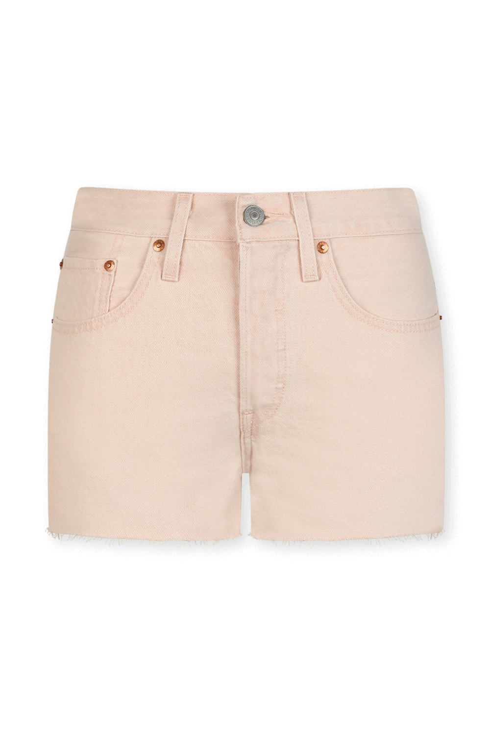 תמונה קידמית של מכנסי ג'ינס קצרים 501 בגוון ורוד בהיר