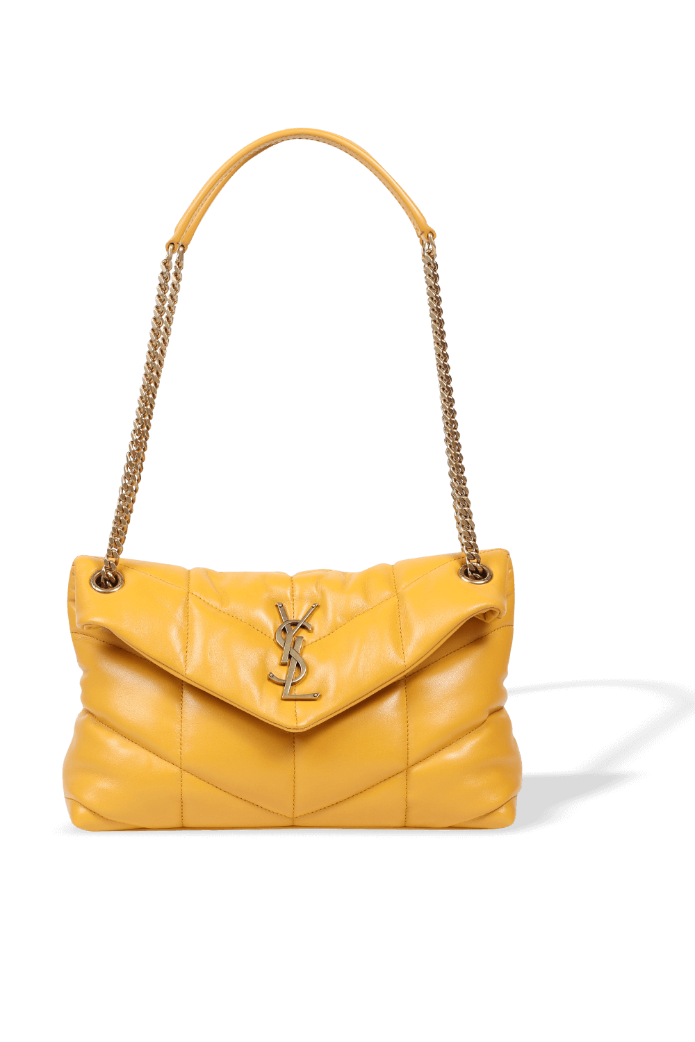 תמונה קידמית של Puffer Small Bag in Mustard Leather