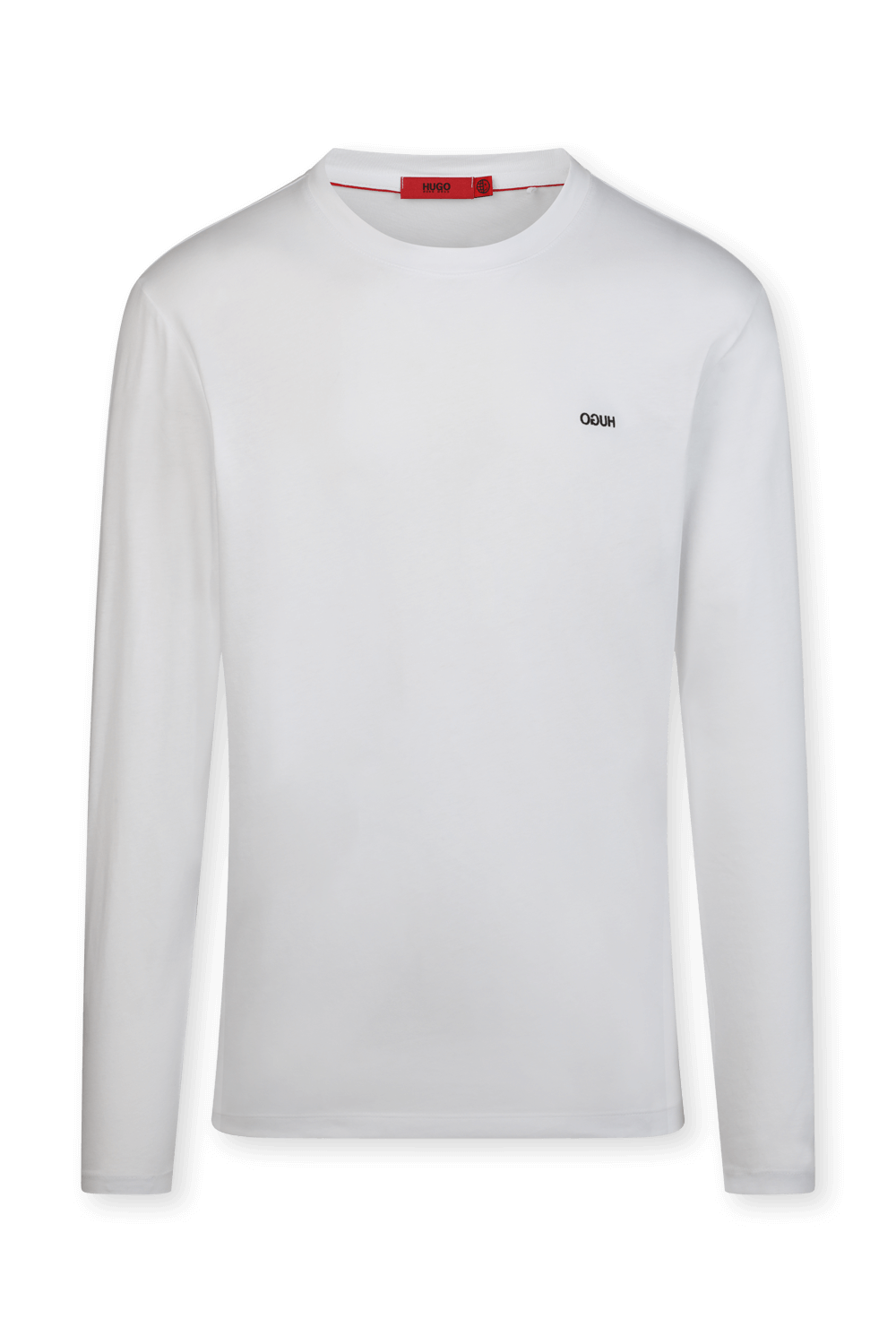תמונה קידמית של חולצת לוגו ארוכה בגוון לבן