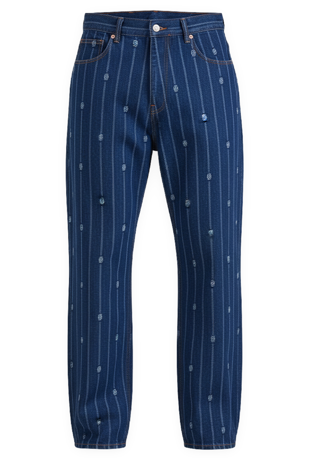 תמונה קידמית של מכנסי ג'ינס בגזרת באגי