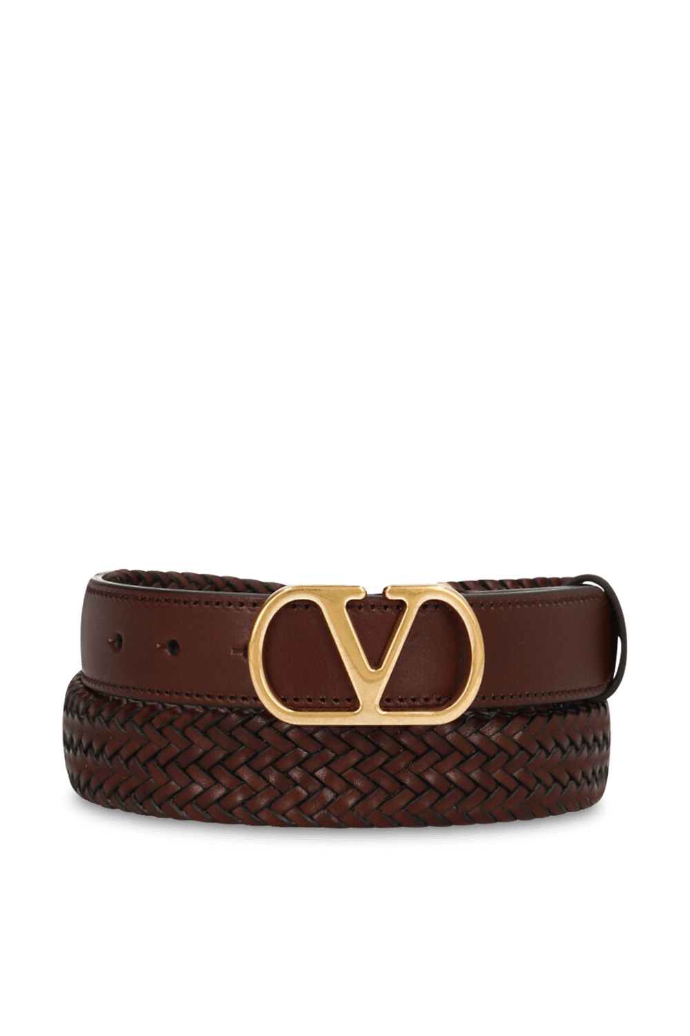 תמונה קידמית של חגורת עור קלועה