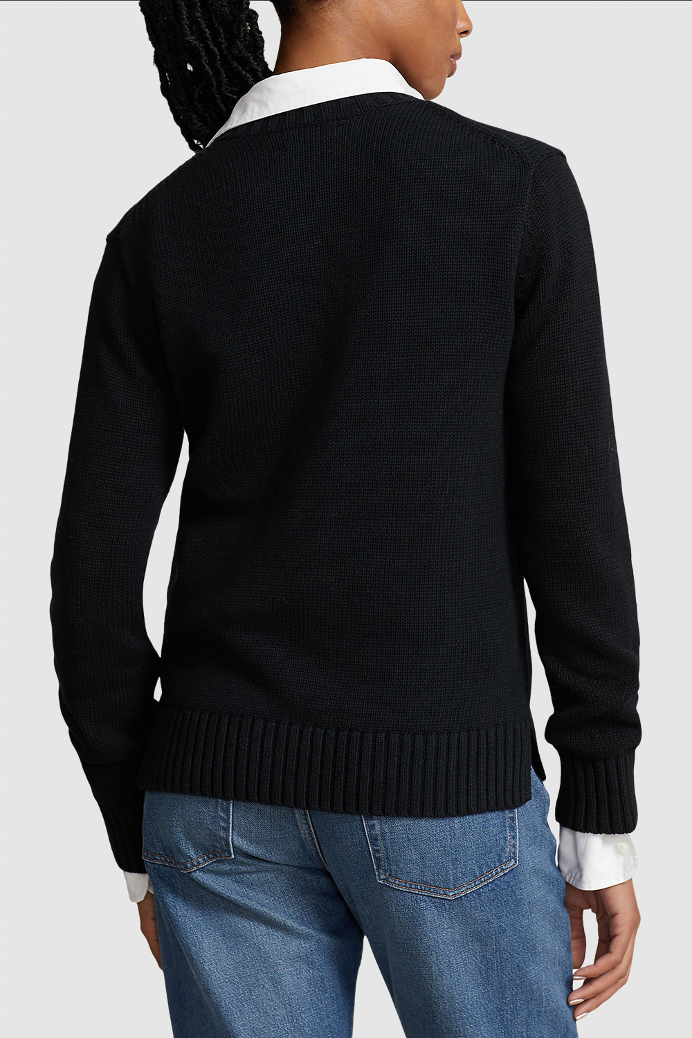 תמונת דוגמן אחורית של סריג מכותנה עם דובי