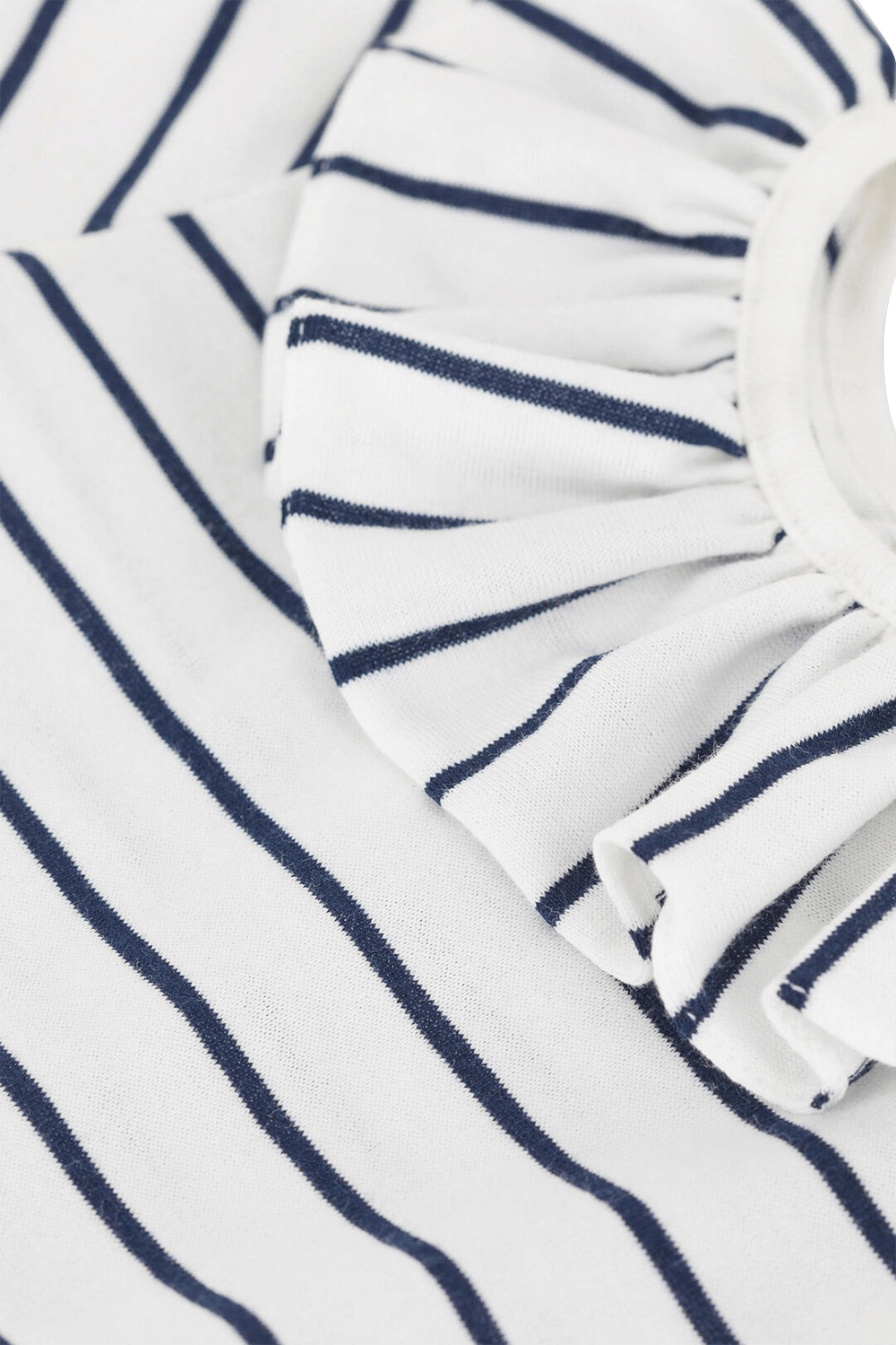 תמונת תקריב של חולצת פסים קצרה עם מלמלה - גילאי 3-12 חודשים