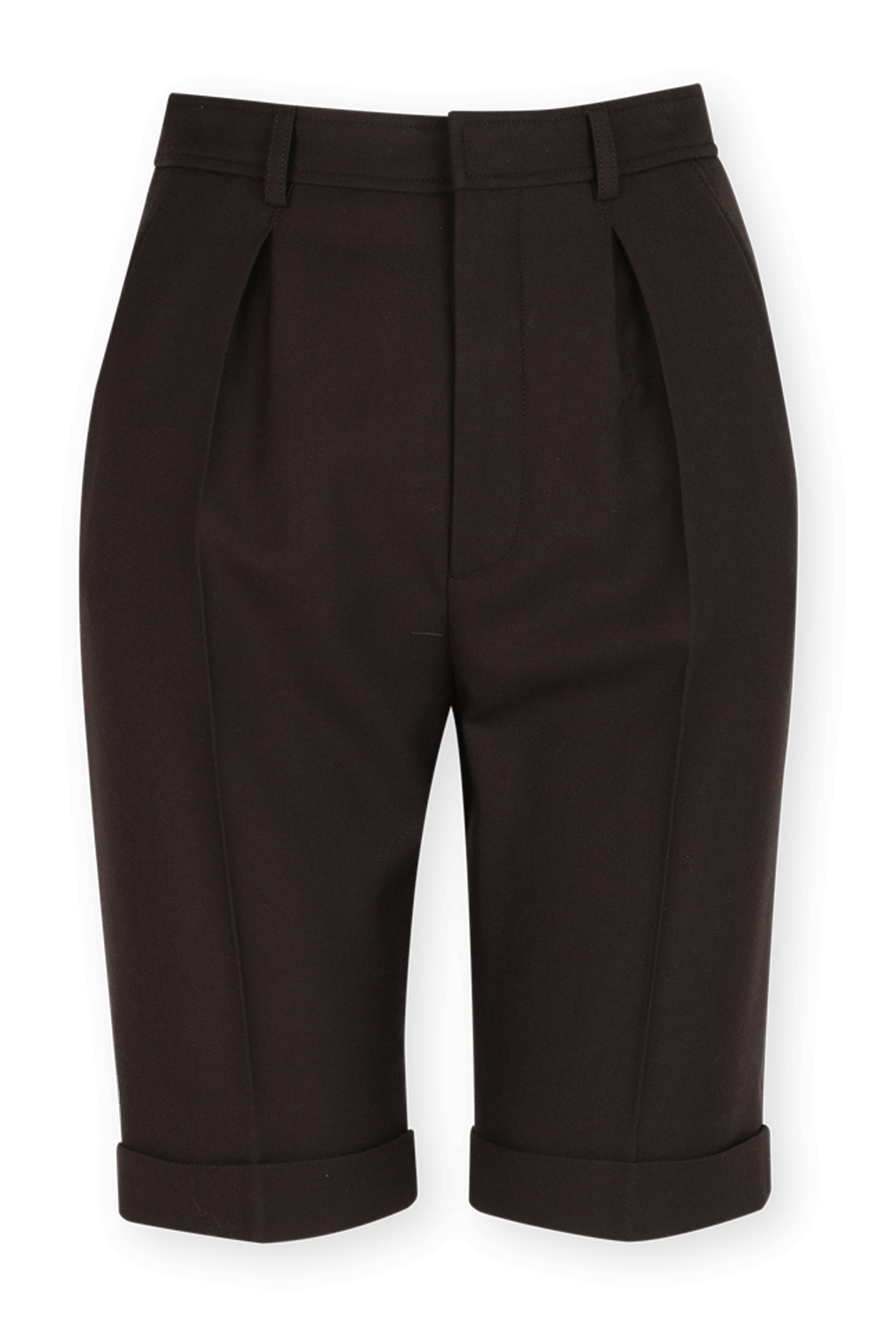 מכנסיים קצרים עם קפל קדמי בגוון חום image number null SAINT LAURENT