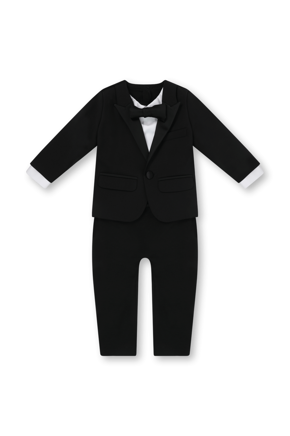 תמונה קידמית של גילאי 3-18 חודשים אוברול טוקסידו