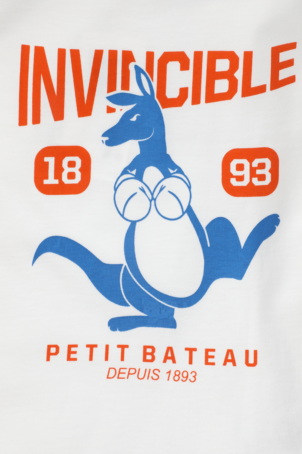 תמונה אחורית של גילאי 6-10 חולצה ארוכה לבנה עם הדפס קנגורו