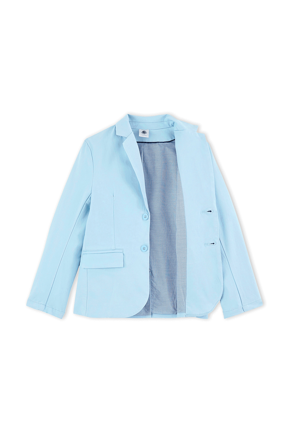 תמונת תקריב של ז'קט מחויט בגוון כחול - גילאי 6-12