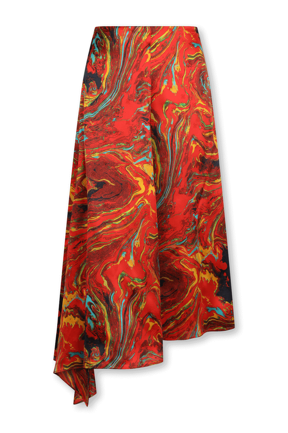 תמונה קידמית של חצאית סאטן כתומה