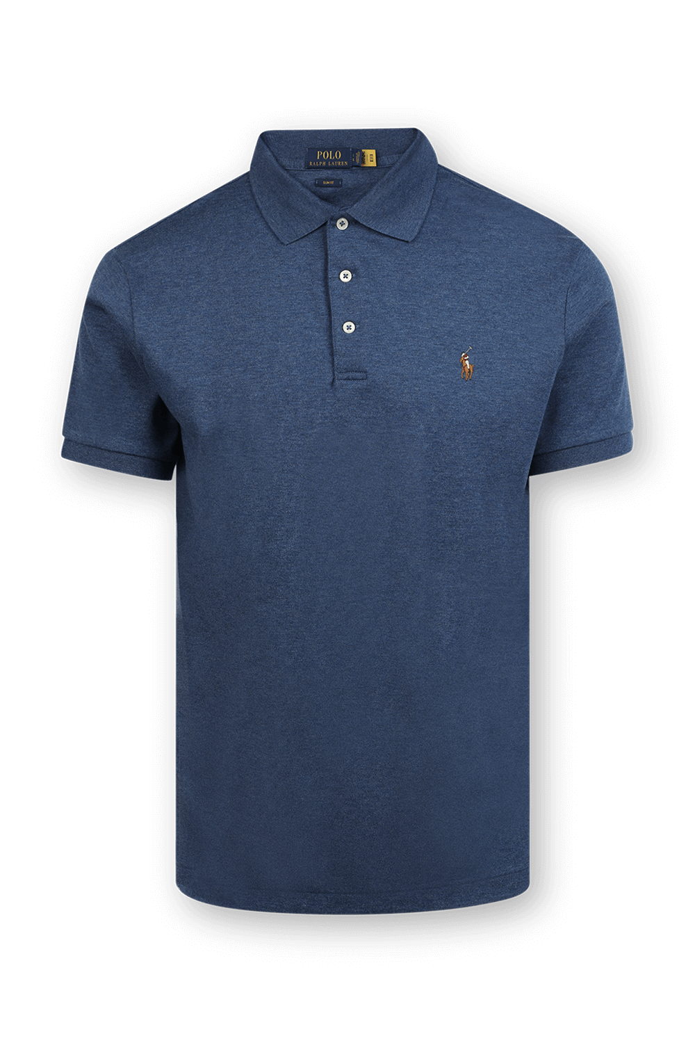 תמונה קידמית של Short Sleeves Knit Polo Shirt in Derby Blue