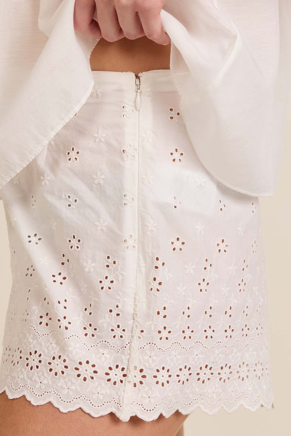 תמונת תקריב דוגמן של מכנסיים קצרים תחרה