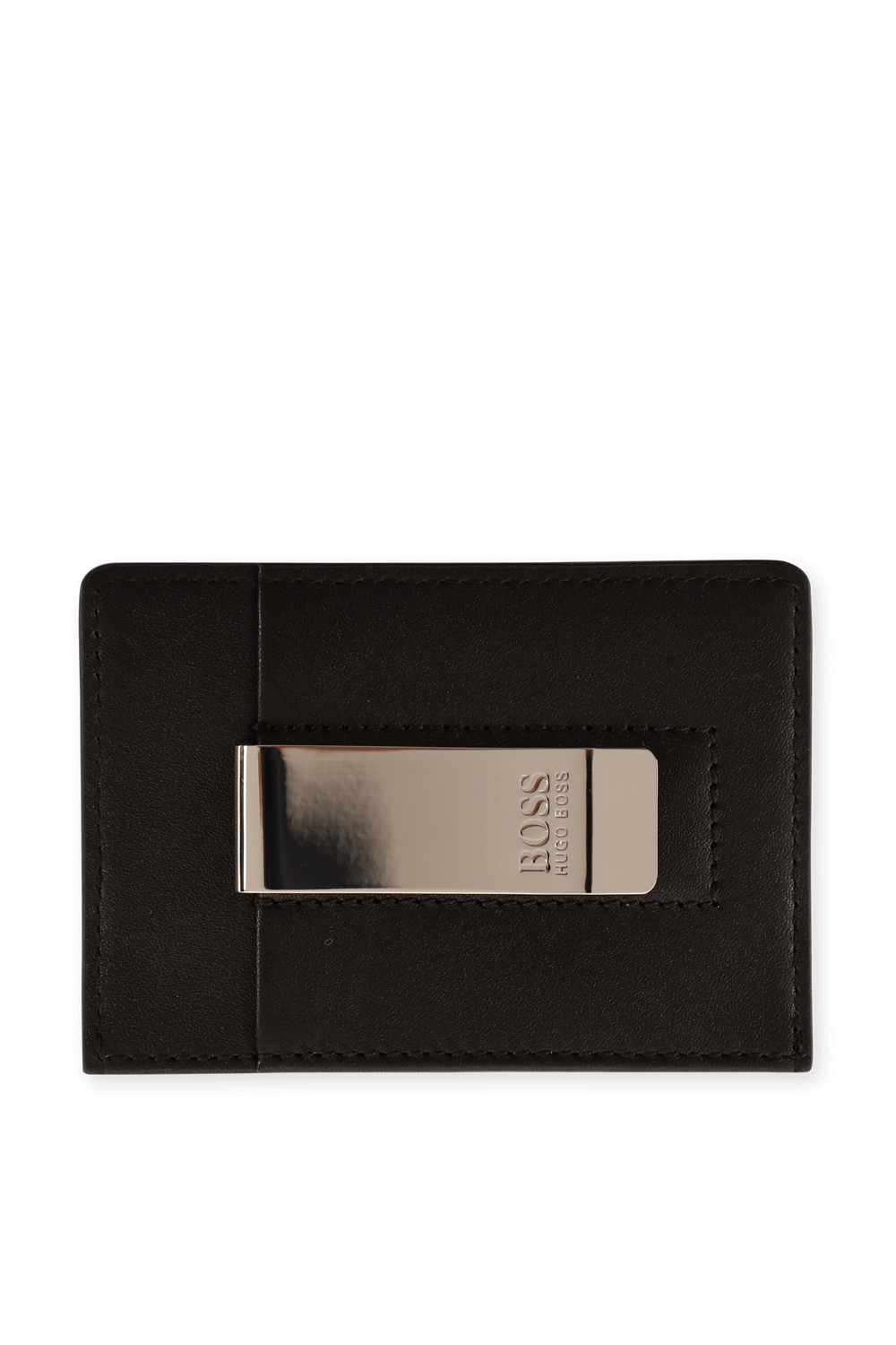 תמונה קידמית של Black Leather Card Case with Money Clip