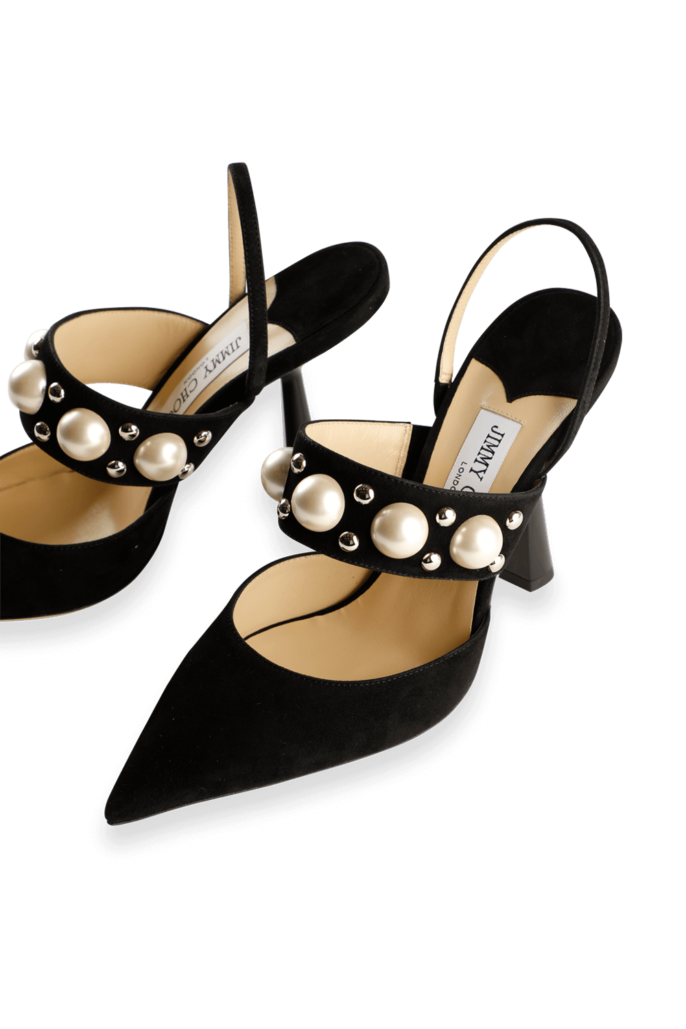 תמונת תקריב של Breslin 100 Slingback Shoes in Black Suede