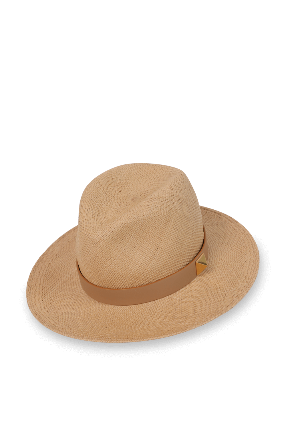כובע קש רומן עם רצועת עור חומה VALENTINO GARAVANI