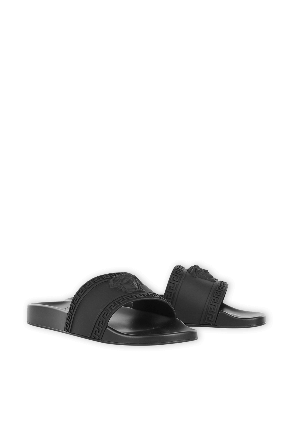 Medusa Slide Sandals in Black VERSACE