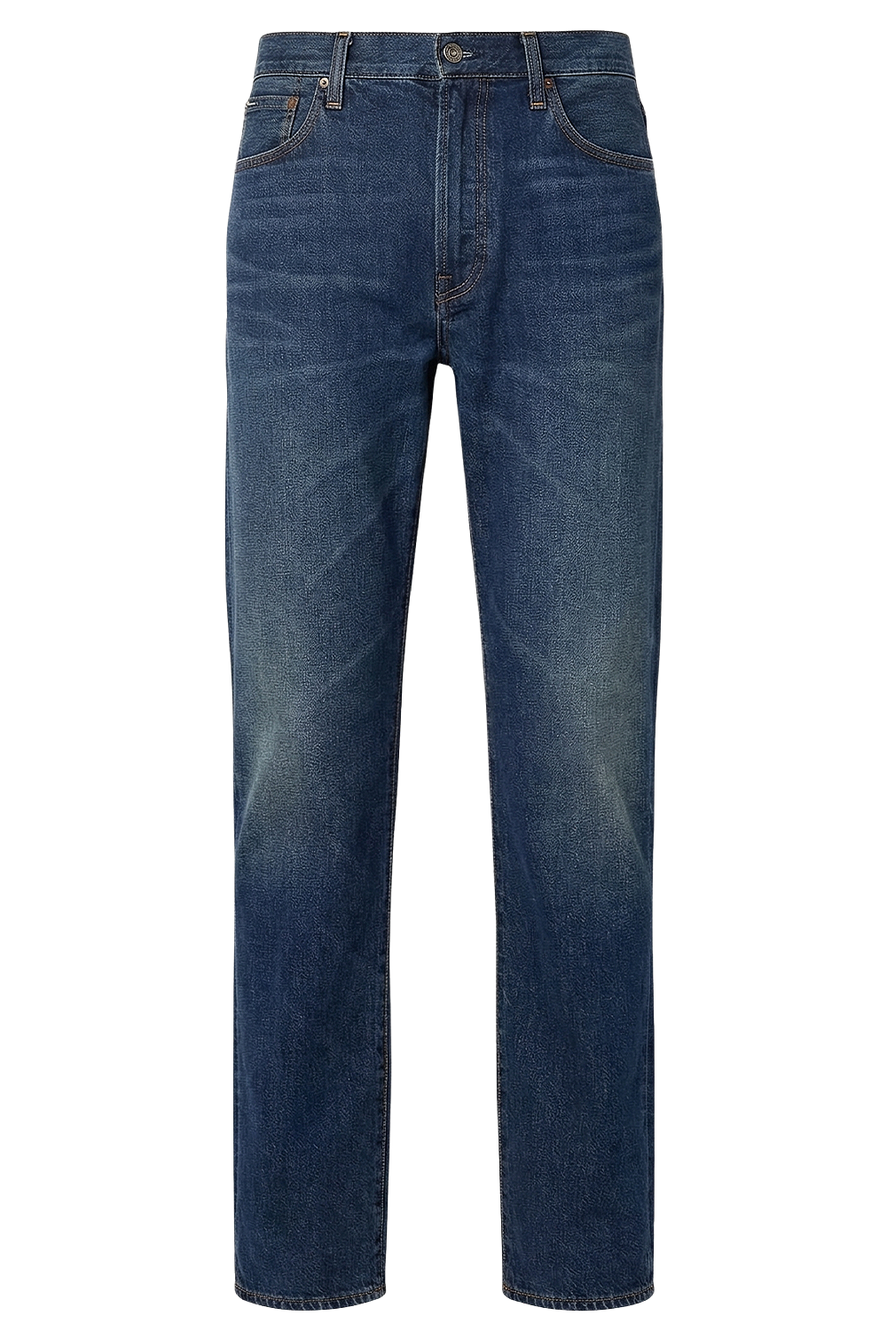 תמונה קידמית של מכנסי ג'ינס בגזרה ישרה