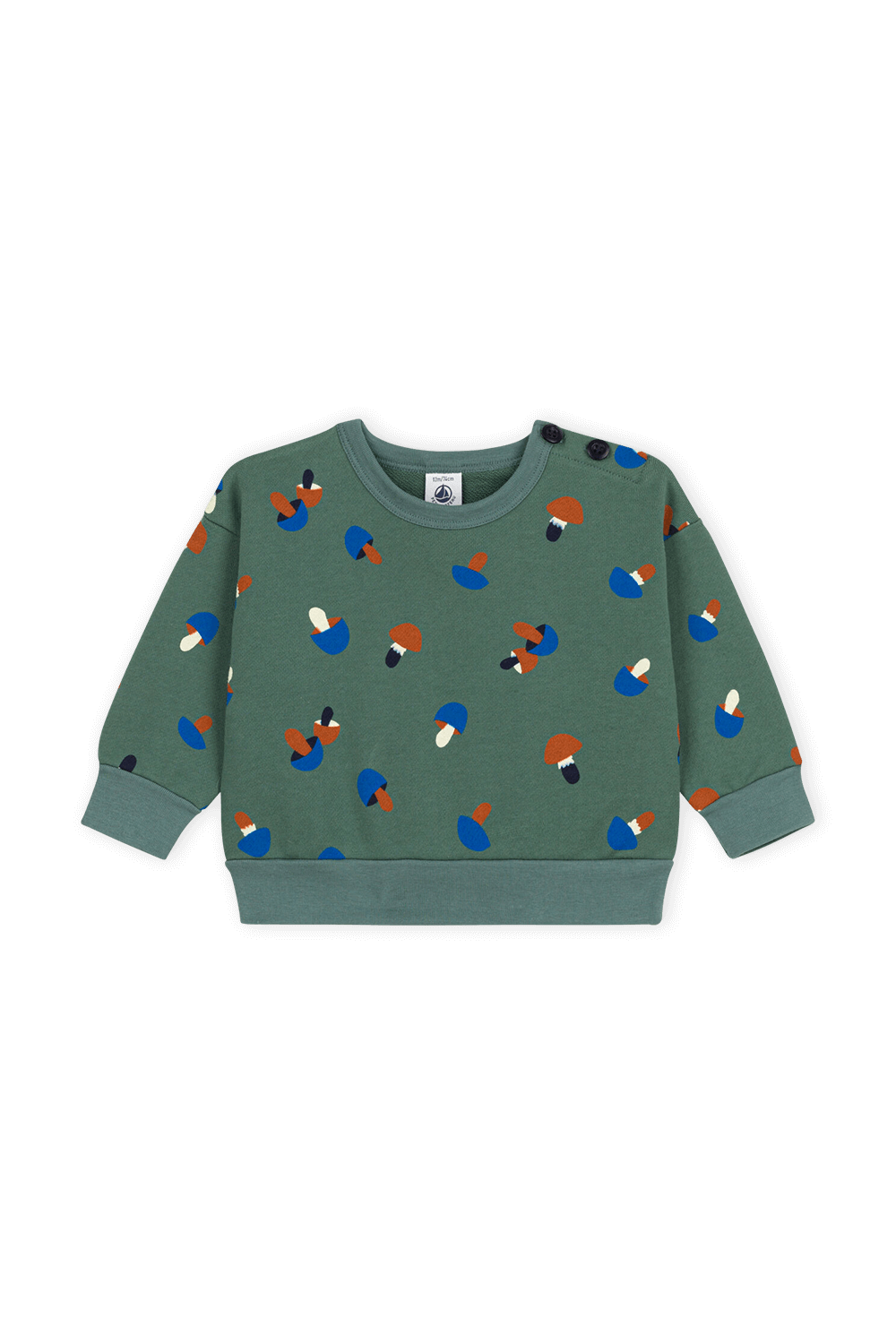 תמונה קידמית של סווטשירט עם הדפס פטריות - גילאי 18-36 חודשים