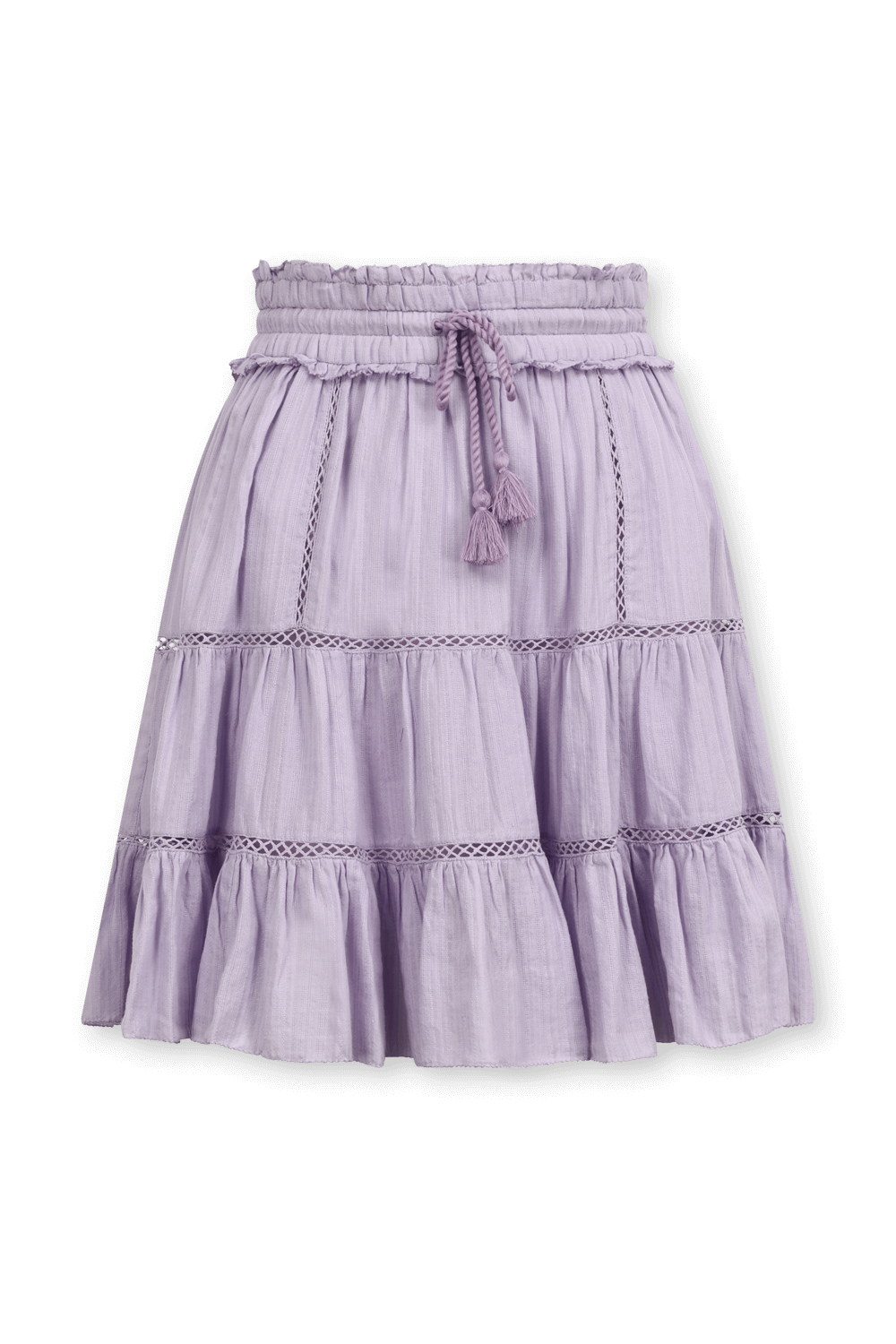 תמונה קידמית של חצאית מיני מפשתן וכותנה